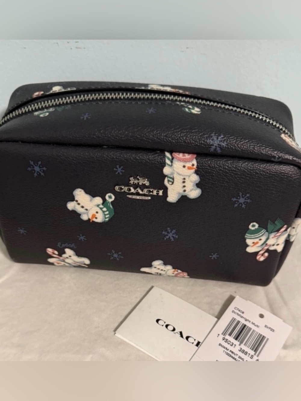 Coach Black Snowman Print Cosmetic Case